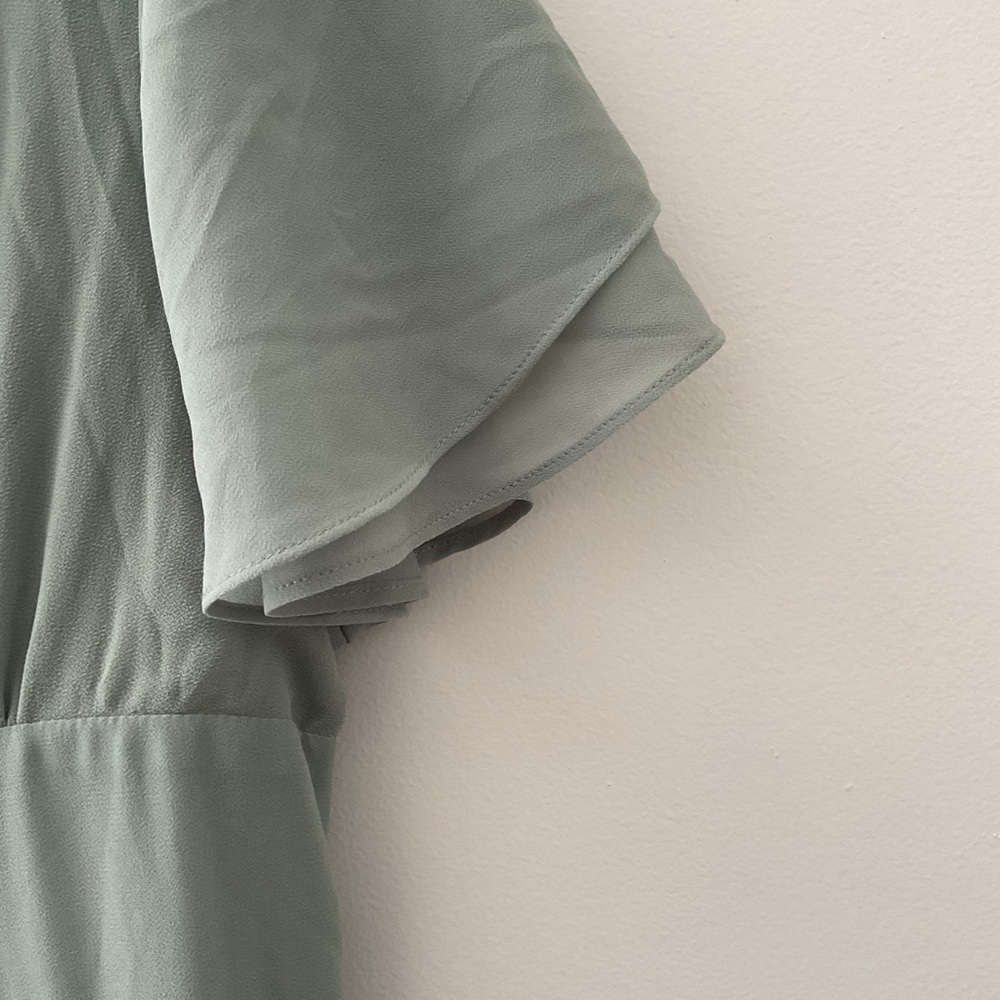 Lulus Promise of Love Sage Brush Green Line Skirt Chiffon Maxi Dress XL - Picture 7 of 16